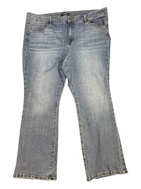 d.jeans Plus Size 22W Blue Denim Flare Bootcut Jeans Repreve Stretch Mid Wash